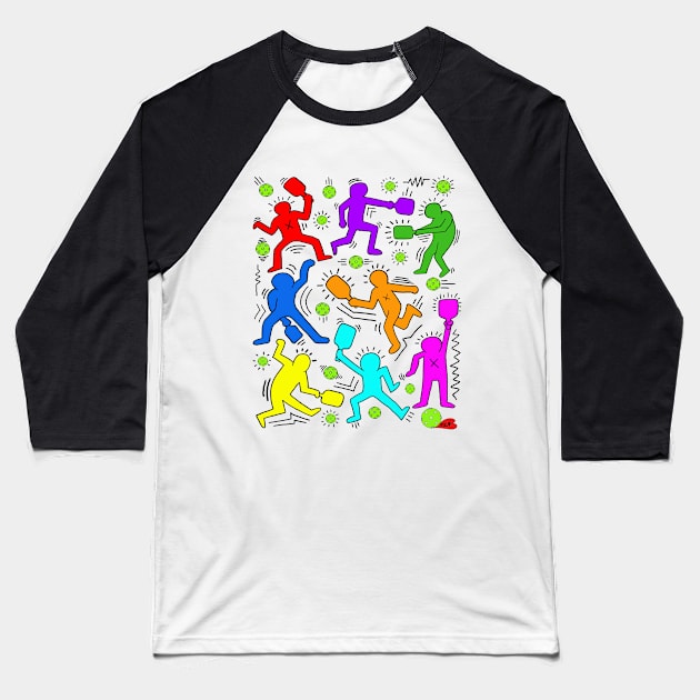 Pickleball Keith Haring Style Baseball T-Shirt by PIKL-LOVE